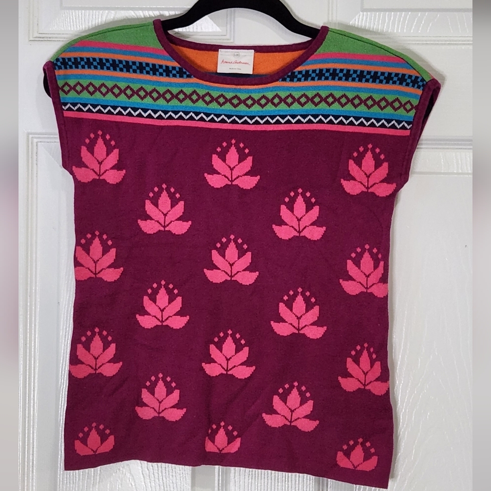 Hanna Andersson girl's colorful sleeveless sweater size 120 (US 6/7)